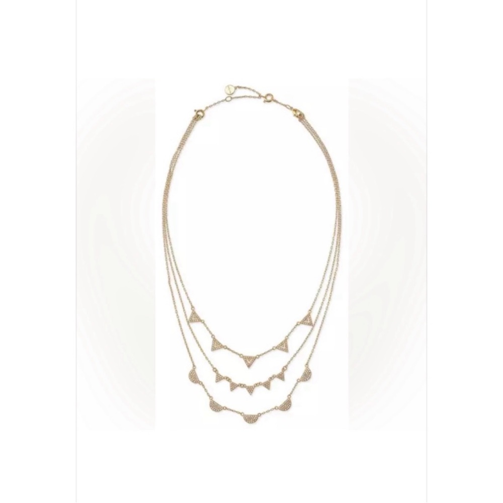 NWT Stella & Dot 3 Gold Triangle Layered Necklaces in gold - Picture 2 of 4